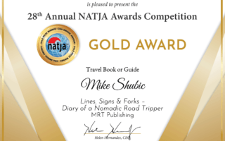 NATJA Gold Certificate for Mike Shubic for best Travel Book 2019