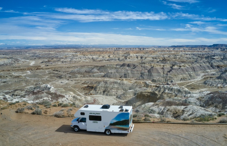 Southwest Road Trip to New Mexico - Cruise America RV at New Mexico Badlands - Photo by: Mike of MikesRoadTrip.com