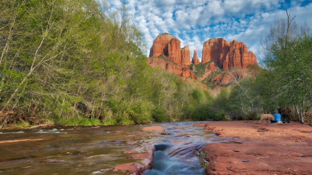 View of Cathedral Rock from Oak Creek in Sedona AZ - Photo by Mike Shubic of MikesRoadTrip.com 