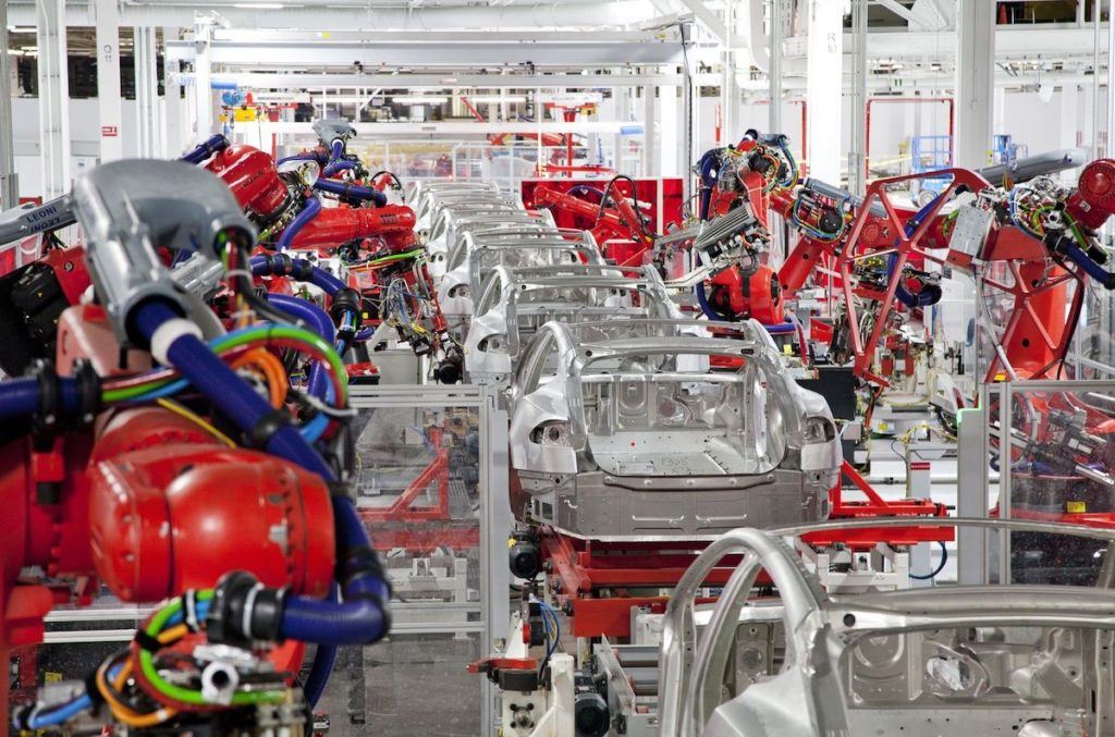 Tesla Robots in Factory