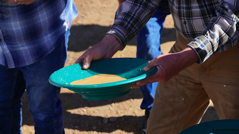 panning for gold at luxury gold mine