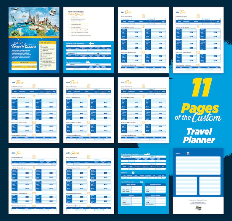 Customer Travel Planner - 11-page editable PDF to use on phone, computer or tablet