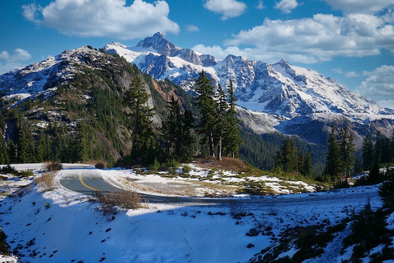 Mount Hood in The Cascades Oregon is one of the best snowy winter road trip destinations