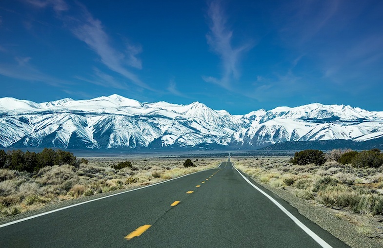 snowy mountains in Sierras 