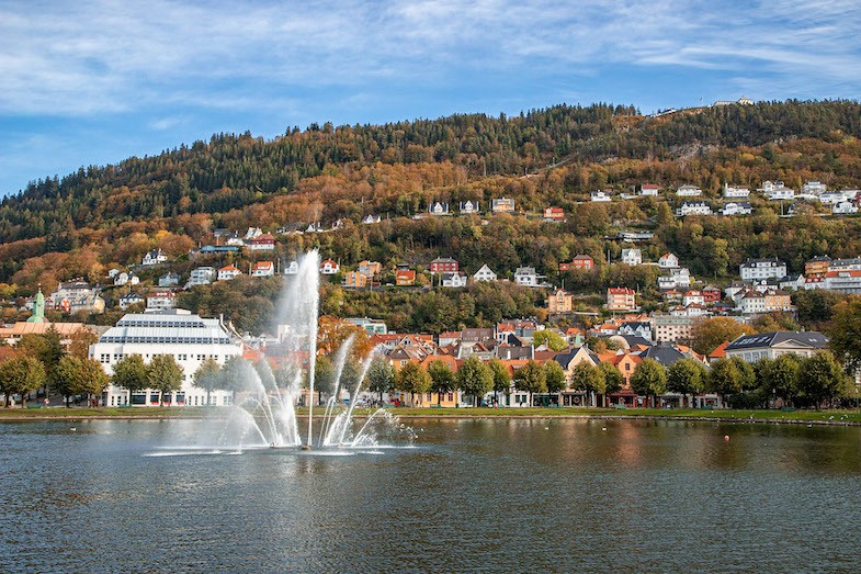 Water fountain in the middle of the city