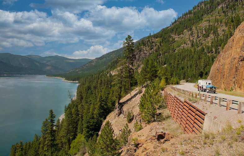 Lake Koocanusa Scenic Byway near Libby Montana is a beautiful montana road trip