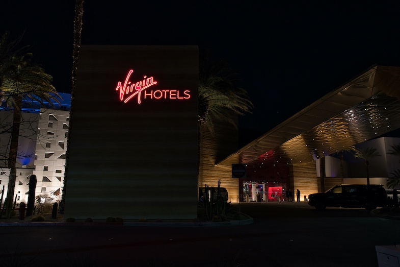 Virgin Las Vegas entrance at night - Photo by Mike Shubic