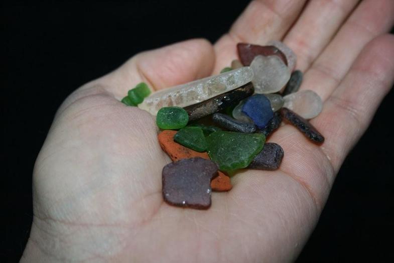 handful of glass from Glass Beach near Fort Bragg