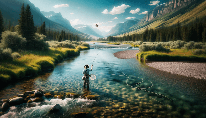 Fly fishing in Montana made possible with a reliable tackle box. 