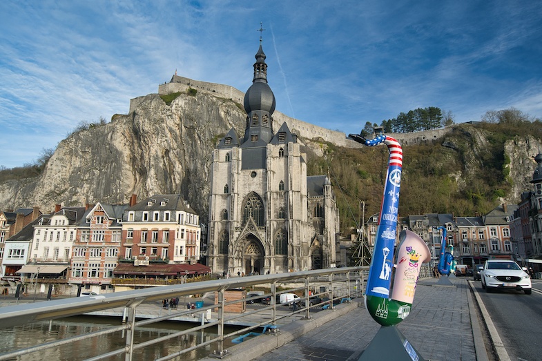 Saxophone on the Charles de Gaulle Bridge in Dinant by MikesRoadTrip.com