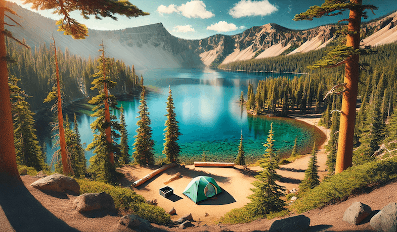 tent camping at Crater Lake in Lassen National Forest