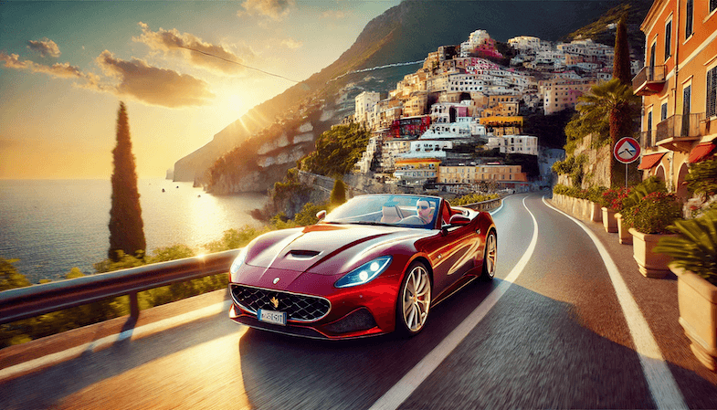 luxury Italian road trip in a Ferrari 