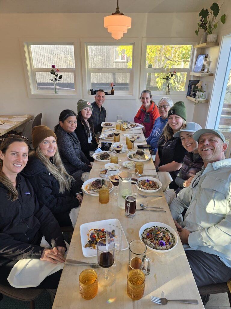 Group of TBEX'ers at Feather & Flour in Palmer, Alaska