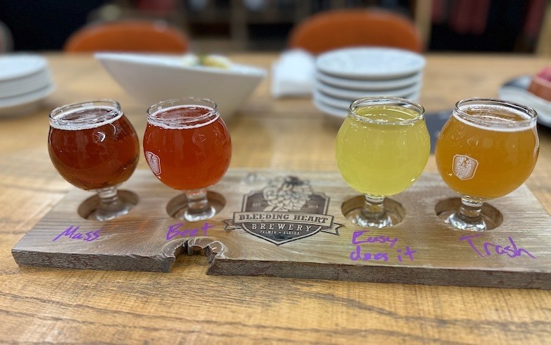 Bleeding Heart Brewery flight of beer