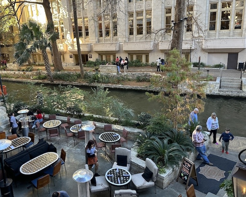 Domingo Restaurante patio looking at the San Antonio Riverwalk 