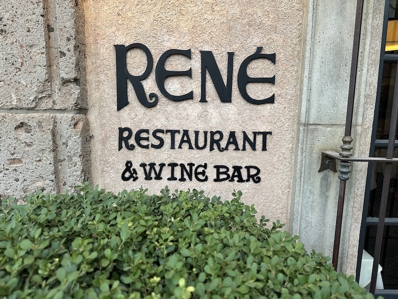 Rene Restaurant and wine bar sign