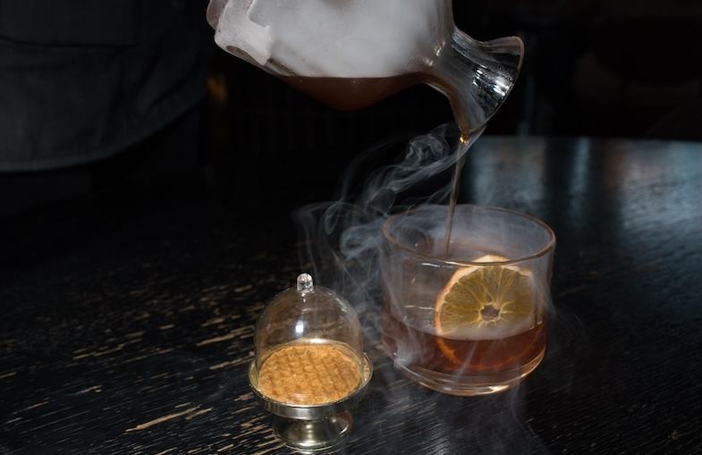 Waffle Cone Smoked Old Fashioned at Hand Cut in Nashville by Mike Shubic